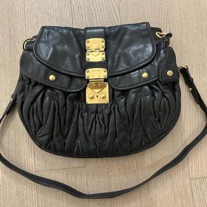 Miu Miu Quilted Crossbody Leather Bag in Black